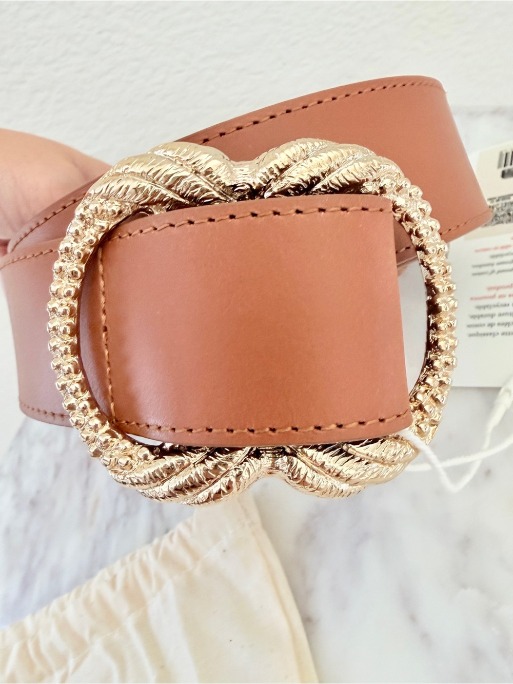 🌟 Sézane Artemis Waist Belt Natural Heritage Caramel Brown Leather 100 - Picture 5 of 13